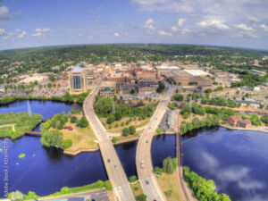 Physiatry Medical Director or Staff Practice Opportunity in WI with aerial view of Wausau, WI