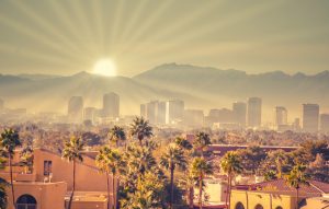 Morning sun rays over Phoenix